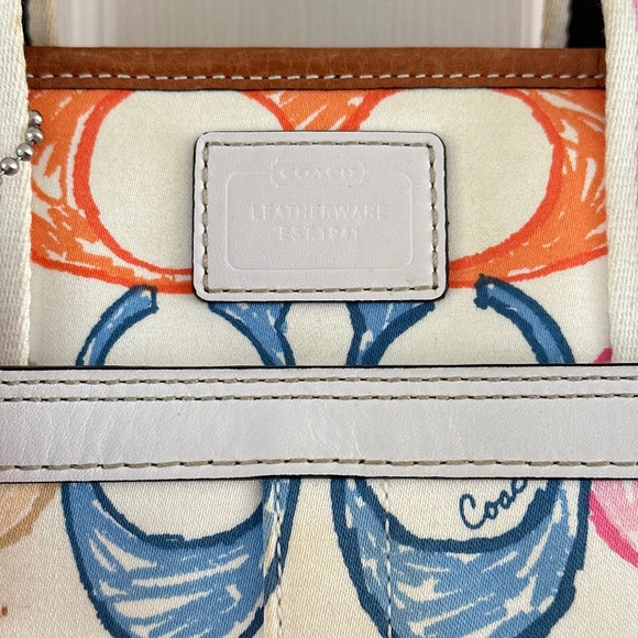 Coach Hampton Scribble Canvas Bag Tote Multicolor Y2K *FLAWED* - Picture 4 of 16